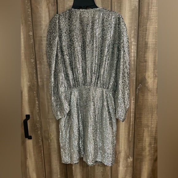 NWT BA&SH Divina Flocked Metallic Dress, L - Picture 6 of 8